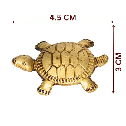 Anciently Feng Shui Tortoise for Good Luck | Brass Tortoise with Plate, Small Size, Brass, Gold Colour, 1 Set, Religious