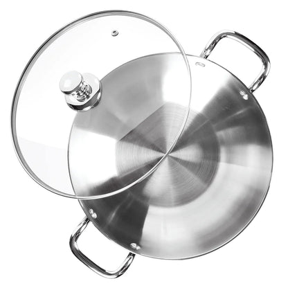 Milton ProCook Stainless Steel Sandwich Bottom Kadhai with Glass Lid