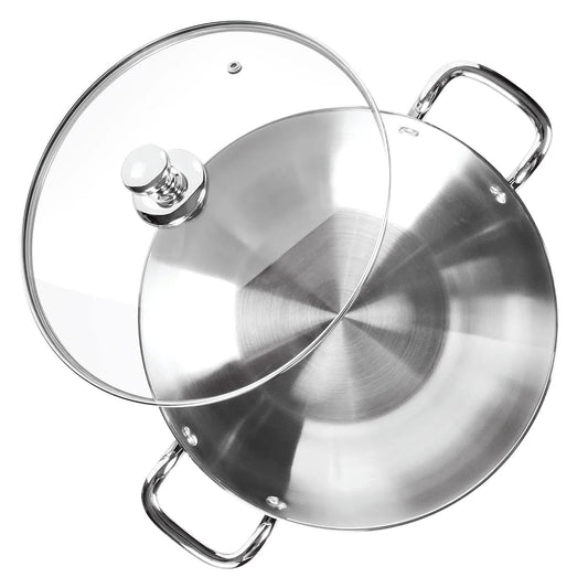 Milton ProCook Stainless Steel Sandwich Bottom Kadhai with Glass Lid