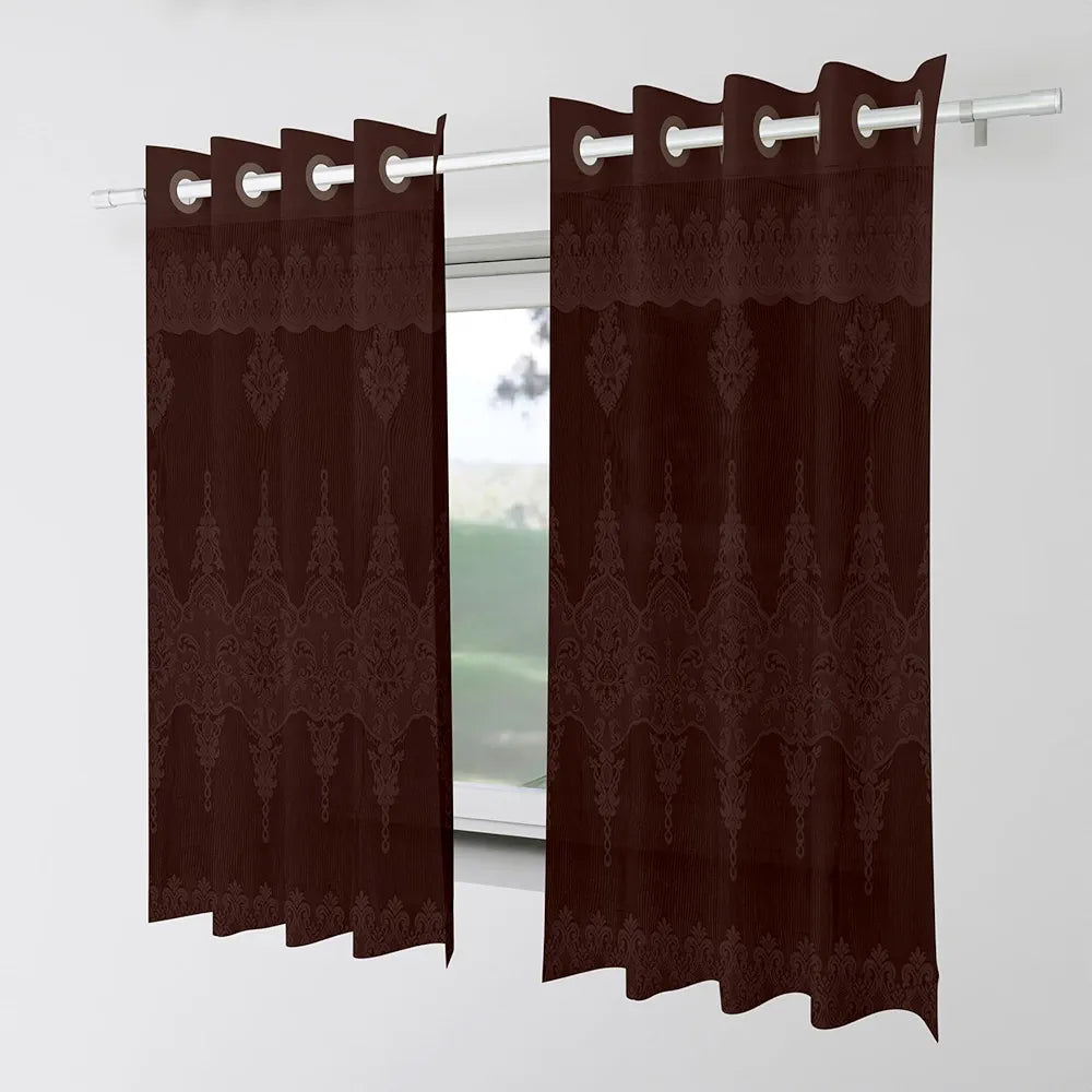 Kuber Industries Darkening Window Curtains with 8 Rings SY15ZZ Brown Colour