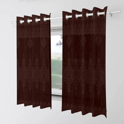 Kuber Industries Darkening Window Curtains with 8 Rings SY15ZZ Brown Colour
