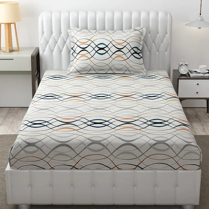 Fresh From Loom Bedsheet Single Size Microfiber Bed Sheet for Single Bed Floral Design Bed Spread with 1 Pillow Covers 144 TC White