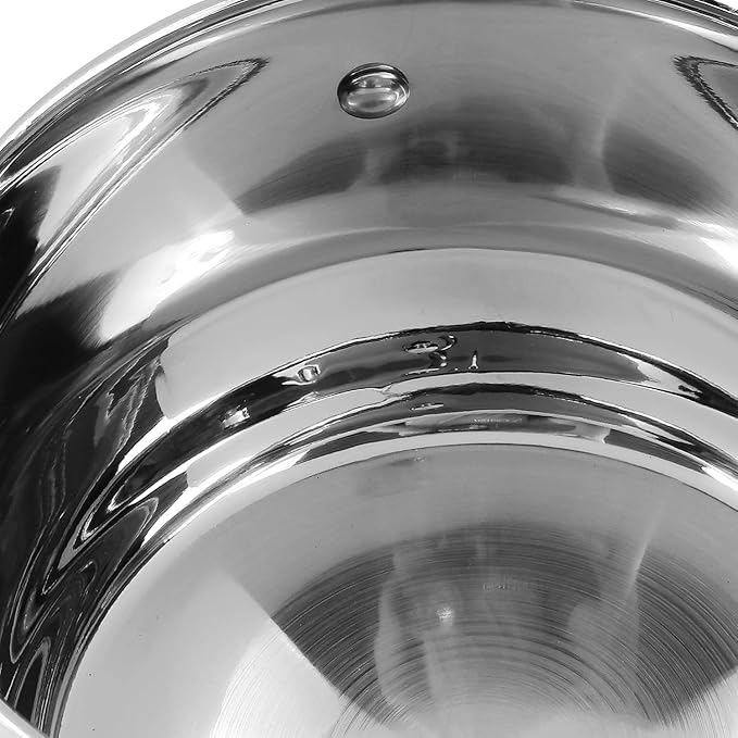 Vinod Almaty Stainless Steel Casserole with Glass Lid 2.9 Litre, 18 cm | 2.6mm Thick Base