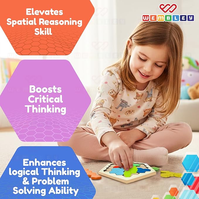Wembley Wooden Hexagon Board Toys Puzzle Game for Kids and Adult