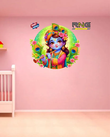 Rng Graphics Pvc Vinyl Krishna Wall Stickers Multicolor 49 Cm X 45cm DW-146L