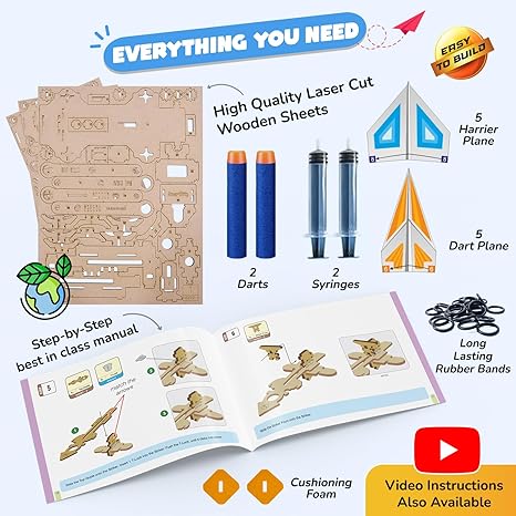 Smartivity 2in1 Hydraulic Aeroplane & Dart Launcher Toy for Kids 6-14 Years Old Birthday Gifts