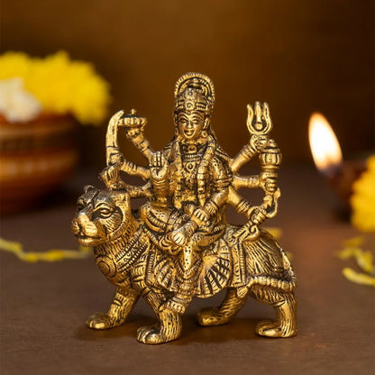 Ekhasa Pure Brass Durga Maa Murti in Luxury Red Velvet Gift Box God Idols