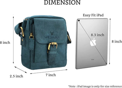 WildHorn Leather Sling Messenger Bag for Men I Multipurpose Crossbody Bag I Travel Bag with Adjustable Strap I Utility Bag I Dimension : L-6 inch W-2.7 inch H-8.5 inch