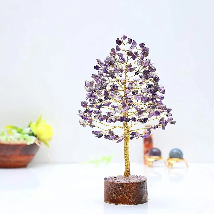 Zaicus Seven Chakra Gemstone Tree Crystal Tree of Life Feng Shui 10-12 Inch Silver Wire