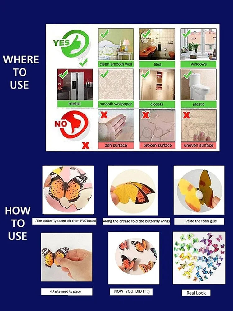 Jaamso Royals Yellow 3d Magnet Butterfly Stickers-self-adhesive