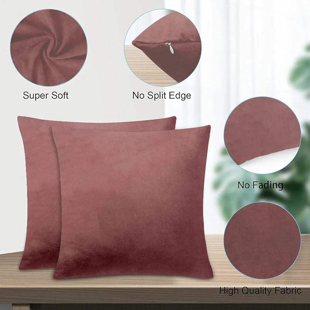 Cloth Fusion Velvet Sofa Cushion Cover Set of 2 Luxurious Cushion Cover Dusty Pink