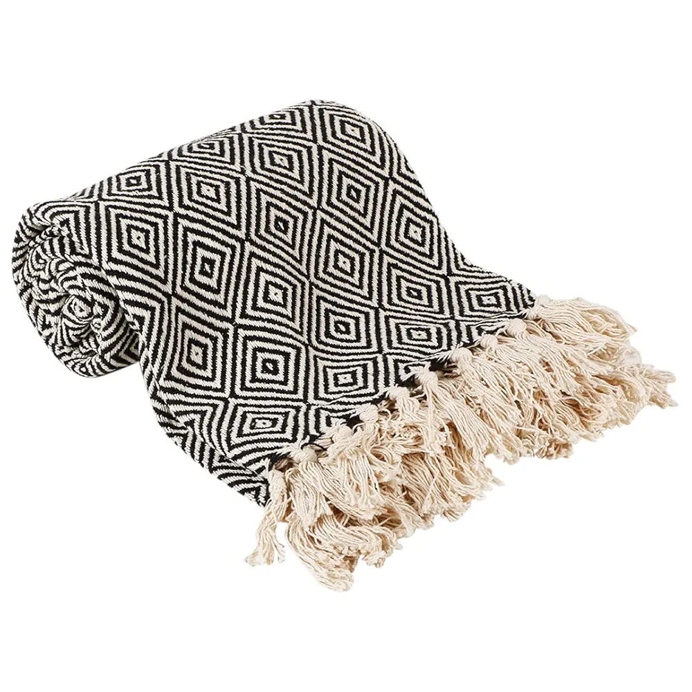 Sashaa World Cotton Throw Blanket Colour Black