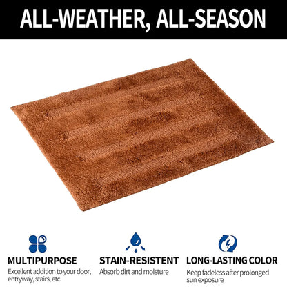 Kuber Industries Door Mat 4 Striped Doormat Velvet Entrance Mat Golden