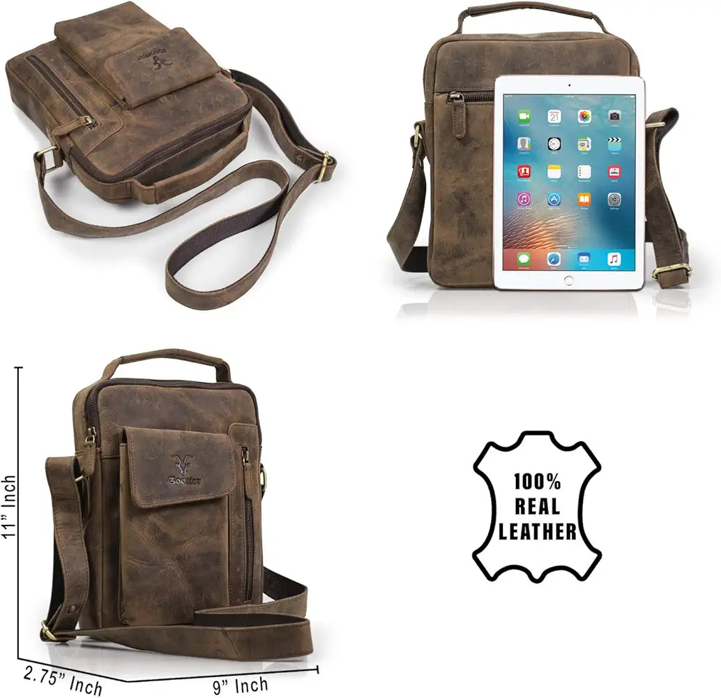 Goatter Hunter Leather 11”Inch Messenger Bag For Men  GTHT-08