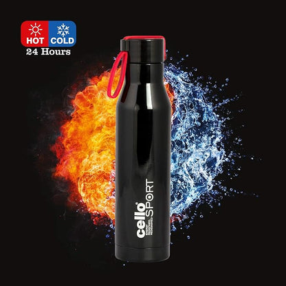 Cello Maestro Thermosteel Flask | 1 Litre | Black | 24 Hours Hot and Cold Stainless Steel Bottle