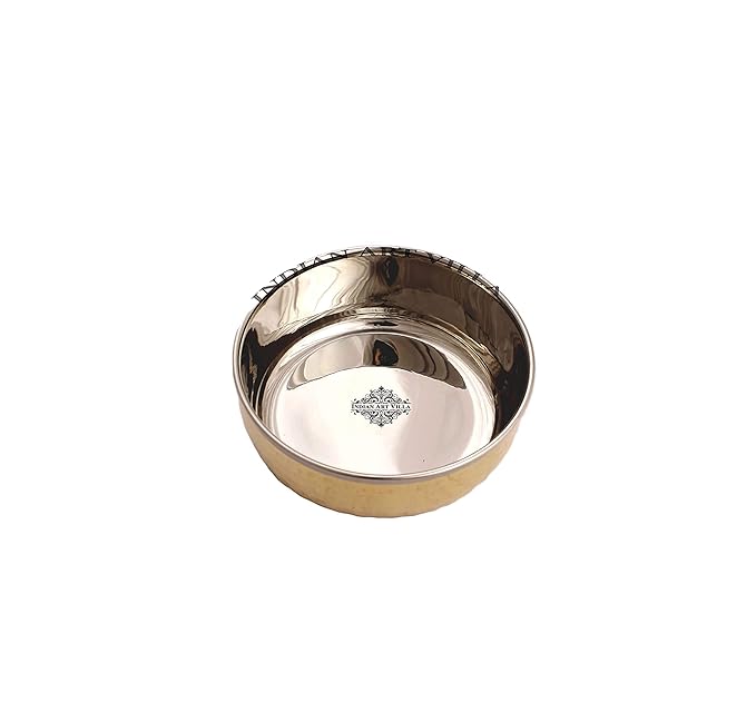 IndianArtVilla Brass Steel Katori Bowl | 145 ml 2 Pieces