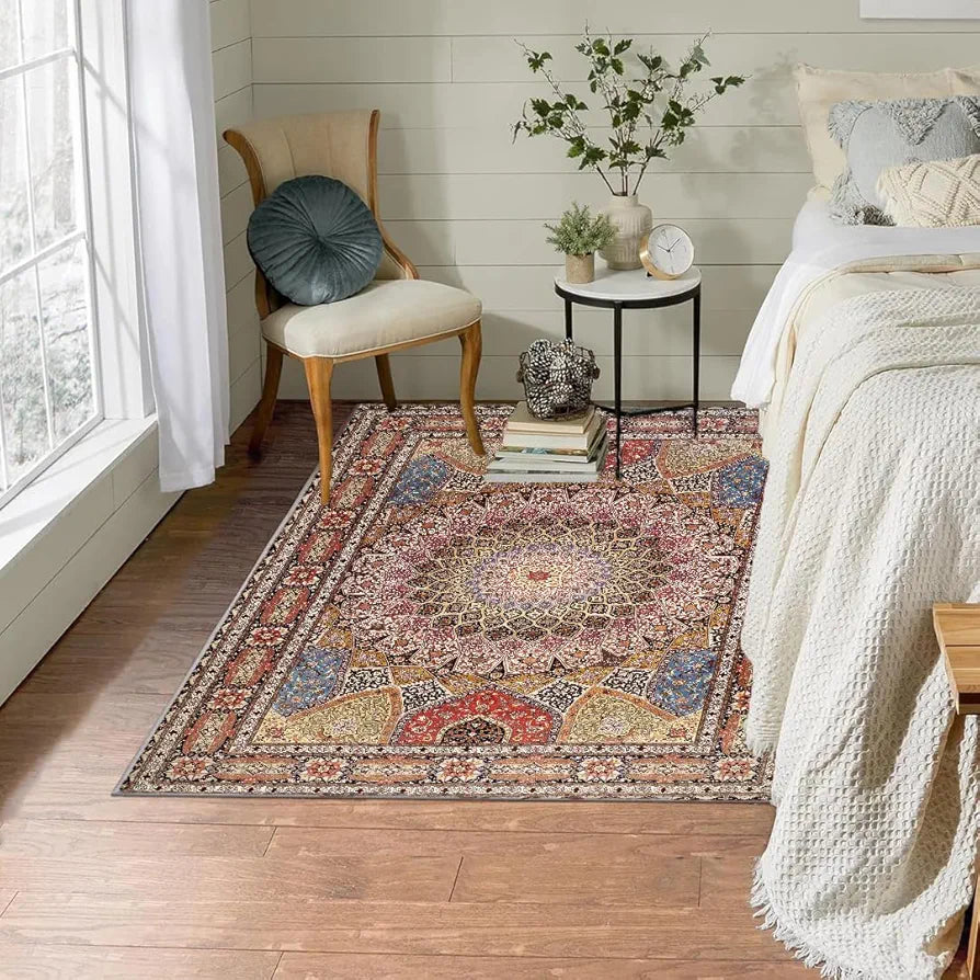 Ishro Home 3d Jet Multi Printed Carpet Rug Runner And Carpets For Bedroom Colour Royal Zari 5x7 Feet