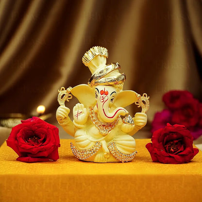 Ekhasa Ganesh Idol for Car Dashboard Ganpati Idol for Cars Ivory 3
