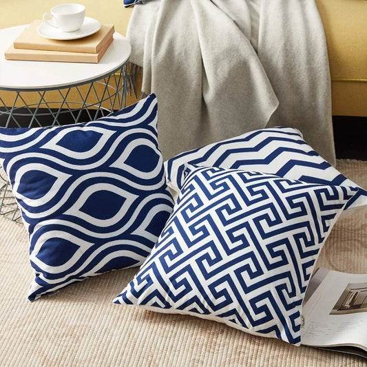 Aerohaven Satin 150TC Cushion Covers Set of 6 Piece Blue Colour