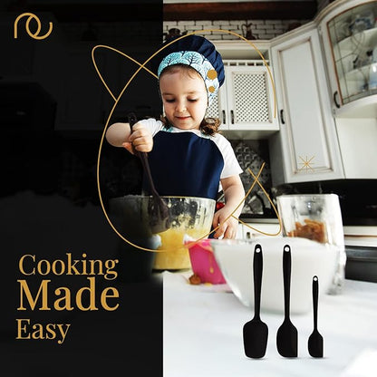 Frenchware Set of 3, Silicone Spatulas | Non-stick Spatula for Cooking, Baking & Mixing | Dishwasher Safe
