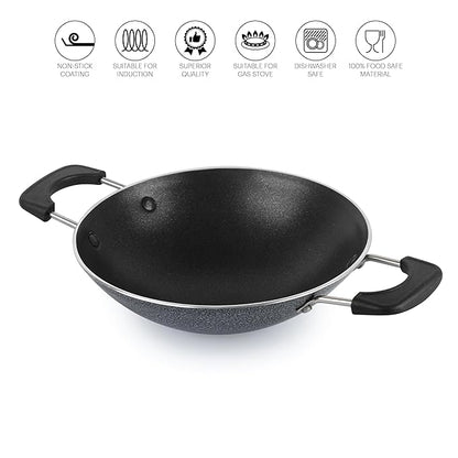 Butterfly Raga Deluxe Non-stick Aluminium Appachatty With Lid | 20 Cm | Black