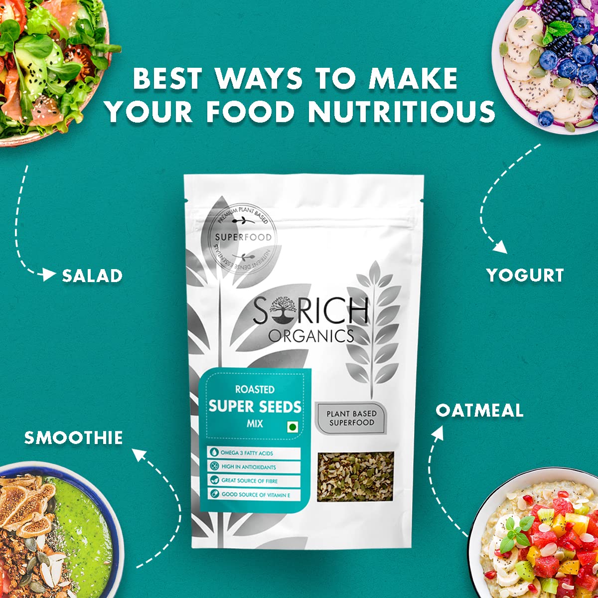Sorich Organics Roasted Super Seed Mix for Eating - 200 gms