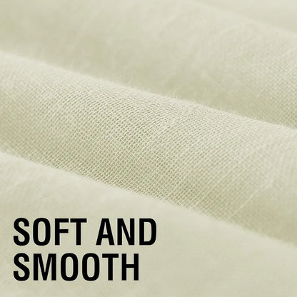 Cloth Fusion Plain Cotton Feel Sheer Window Curtains 5 Feet Long Set of 2 Semi-Transparent Cream
