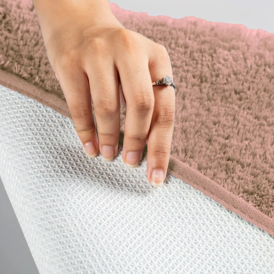 Luxe Home International Microfiber Luxe Home Bath Mat Super Soft Non Slip Vegas Mats Rectangular Colour Peach