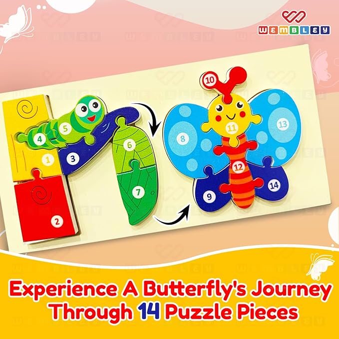 Wembley Wooden Jigsaw Puzzle for Kids Toy Butterfly Life Cycle