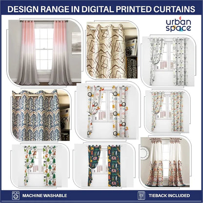Urban Space Digital Printed Blackout Curtains for Door Bedroom Room Darkening Blackout Kids Decorative Curtains, 1 Piece Curtain Animal Kingdom