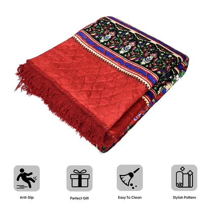 Kuber Industries Carpet Velvet Carpet-Rug for Home Decor Carpet Rug for Bedroom Red