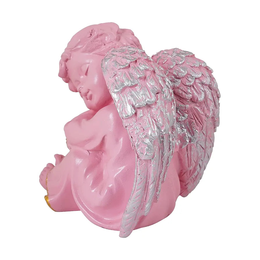 Zart Angel Girl Left Silver winged Showpiece for Home Decor Showpiece