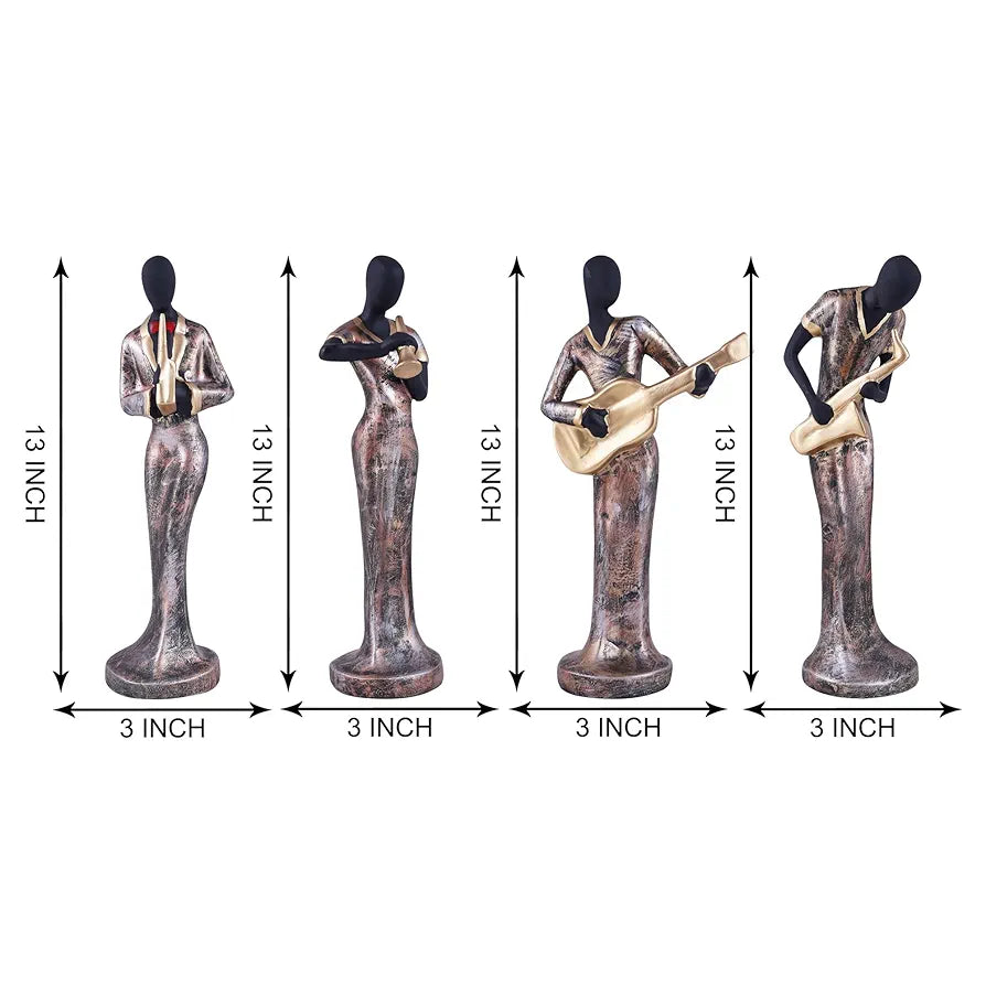 Zart Resin Musical Instrument Showpiece Set of 4
