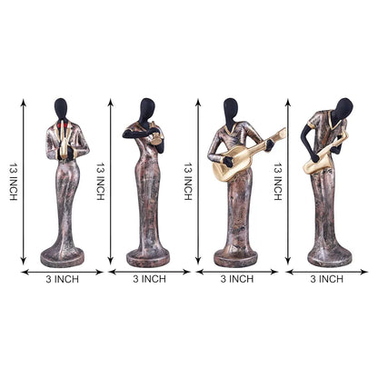 Zart Resin Musical Instrument Showpiece Set of 4