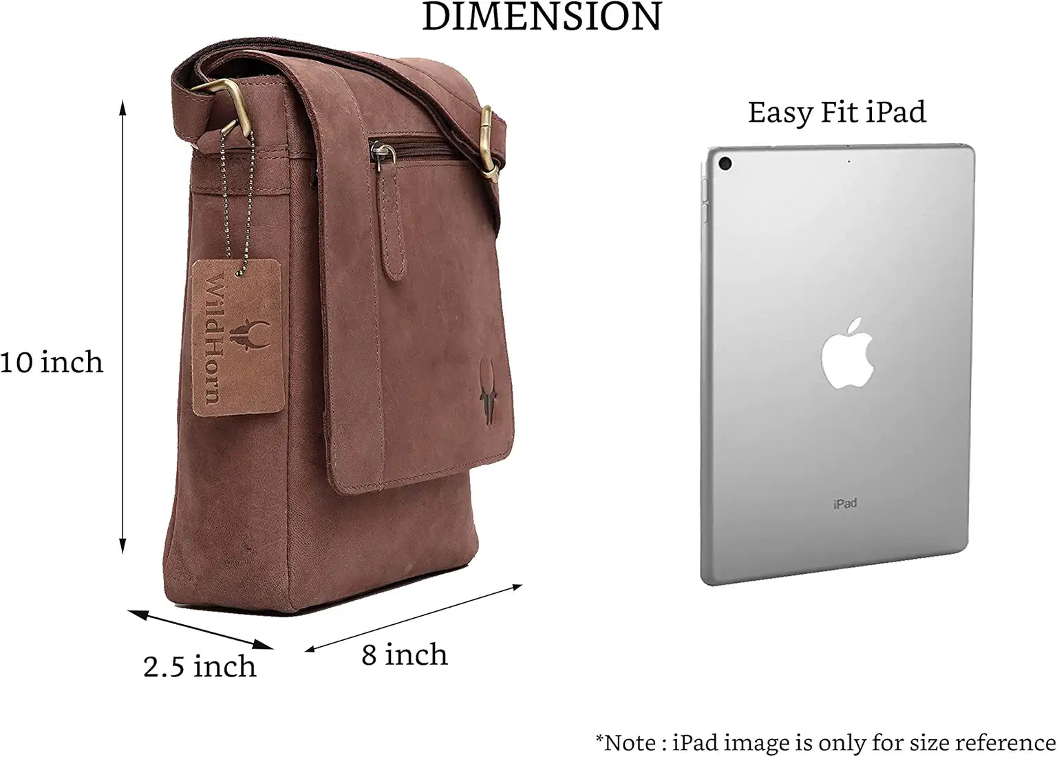 WildHorn� Leather 8.5 inch Sling Messenger Bag for Men I Multipurpose Crossbody Bag I Travel Bag with Adjustable Strap I IDIMENSION: L- 8.5inch H- 10.5inch W- 3inch