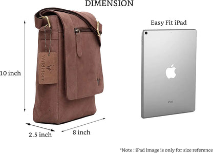 WildHorn� Leather 8.5 inch Sling Messenger Bag for Men I Multipurpose Crossbody Bag I Travel Bag with Adjustable Strap I IDIMENSION: L- 8.5inch H- 10.5inch W- 3inch