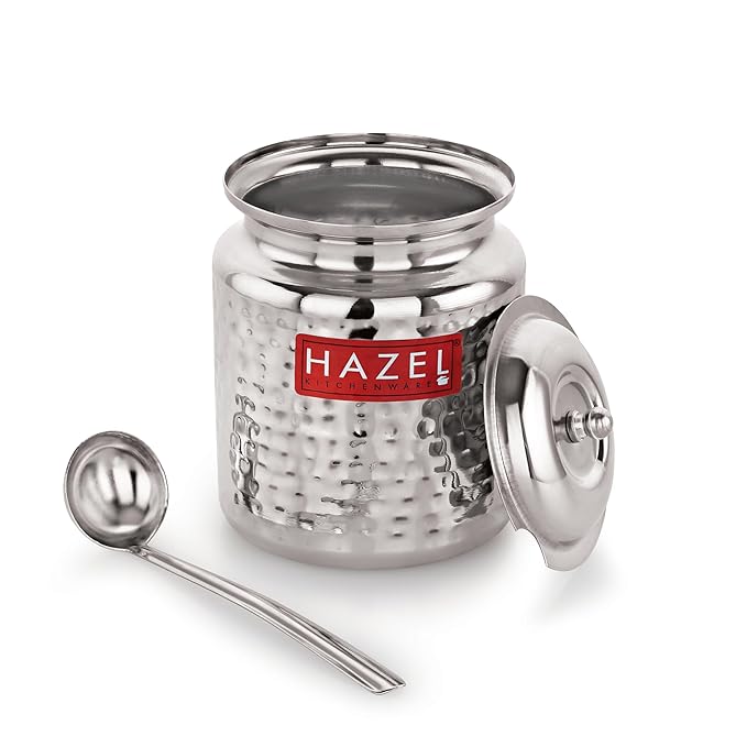 Hazel Stainless Steel Oil and Ghee Container with Spoon for Kitchen Capacity of 400 ml