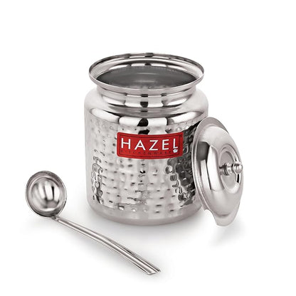 Hazel Stainless Steel Oil and Ghee Container with Spoon for Kitchen Capacity of 400 ml