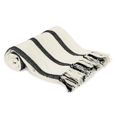 Sashaa World Striped Throw Blanket Colour Natural & Black