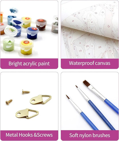 Trexee DIY Paint by Numbers Kits 40 * 50cm Painting Kit for Adults and Kids Pre-Printed Canvas with Brushes and Pigment Oil Painting Acrylic Paints DIY Oil Painting 