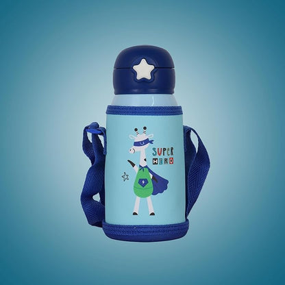 Femora Super Hero Thermosteel Double Wall Vacuum Kids Water Bottle with Bag - 380 gms