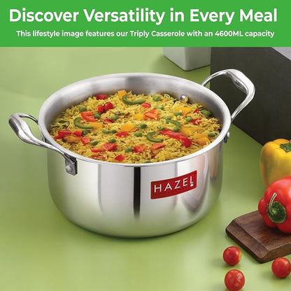 Hazel Triply Stainless Steel Induction Bottom Tope with Handle 4.2 Litre 22.5 cm