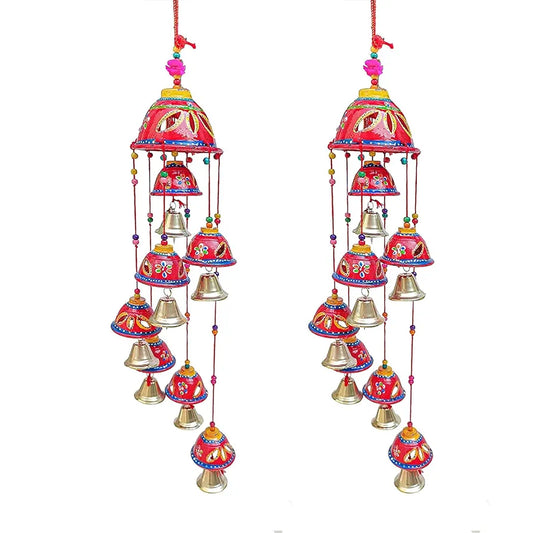 Little Rajasthani Handicraft Hand Painted Wind Chimes Multicolor Random Colors