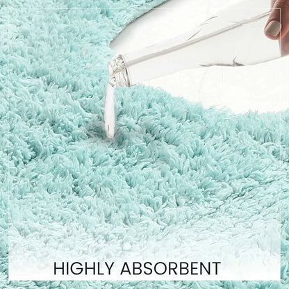 Sashaa World Solid Anti-skid Cotton Bathmat And Contour Set For Bathroom Colour Ice Blue (Pack of 2)