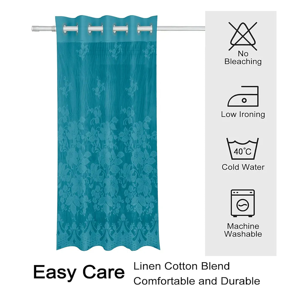 Kuber Industries Door Curtains Premium Drapes for Bedroom with 8 Rings SY27 Green Colour