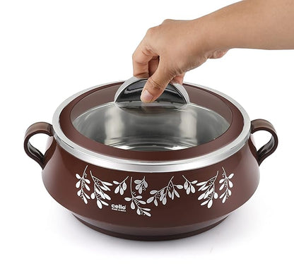 Cello Glitter Casserole with Inner Steel | Insulated Stainless Steel Inner Body Casserole Set for Meal | Set Of 3
