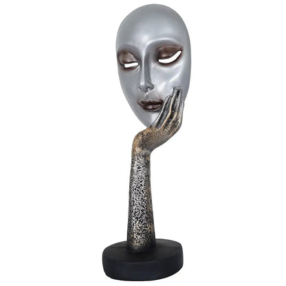 Zart Lady Face Silver Polyresin Showpiece  Use in Home Decor Gifts
