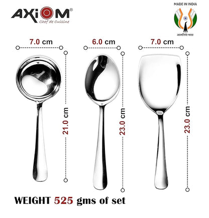 Axiom Stainless Steel Serving Tools 5 Piece Heavy Gauge Non-Stick Set Spoon for Serving