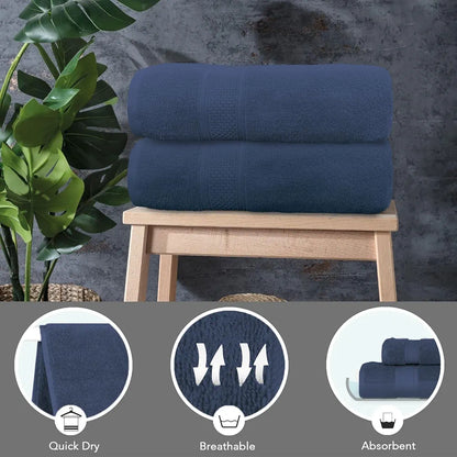 Luxe Home Cotton Bath Towel 450 GSM Quick Dry Large Size Bathroom Towels Colour Navy Blue