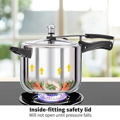 Hawkins 5 Litre Pressure Cooker Stainless Steel Inner Lid Cooker Induction Cooker Silver